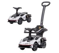 AIYAPLAY Licensed 2 in 1 Baby Ride on Push Car Toddler Push Along Car with Parent Handle Sliding Car with Horn Steering Wheel NO POWER for 1-3 Years, White