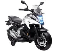 AIYAPLAY Licensed Honda 12V Kids Electric Motorbike for 3-6 Years White | Ride on Motorcycle, Training Wheels, Soft Start, Battery Display, Headlights, Music, USB, MP3, for Boys Girls