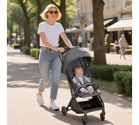 AIYAPLAY Baby Stroller with Adjustable Seat, Travel Pushchair - Dark Grey - 103H x 87L x 50W cm - Aluminium, metal, cationic fabric