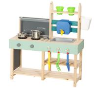 AIYAPLAY Mud Kitchen with Working Faucet, Kids Play Kitchen with Flower Pots, Kitchen Accessories, Planting Tools, Blue