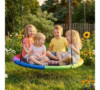 AIYAPLAY Tree Swing Seat, 120cm Kids Nest Swing with Adjustable Ropes and Tree Straps, Outdoor Playground Playset for Kids 3-8 Years, 300kg Capacity, Multicolour