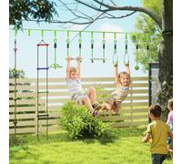 AIYAPLAY Obstacle Course for Kids with 10PCs Slackline Kit, Green, Green