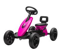 370-397V00PK AIYAPLAY Pedal Go Kart for Kids, Children Ride-On Race Car with Silent EVA Tyres, for 2-5 Years, Pink