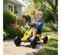 AIYAPLAY Pedal Go-Kart for Kids with Silent EVA Wheels - Metal Frame - Yellow | TJ Hughes