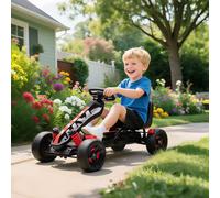 AIYAPLAY Pedal Go Kart with Automatic Clutch, for Ages 3-6 Years, Red, Red