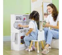 AIYAPLAY Play Kitchen, Pretend Toy Kitchen with Toy Phone, Chalkboard in White AIYAPLAY White
