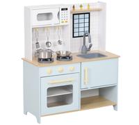 AIYAPLAY Pretend Play Kitchen, Kids Kitchen Playset with Light & Sound Stove, Turning Knobs, Cooking Accessories
