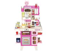 AIYAPLAY Pretend Play Kitchen Set with Realistic Lights & Sounds, 104PCS Toy Kitchen Accessories for Boys and Girls, Pink