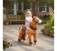 AIYAPLAY Ride On Horse, Mechanical Walking Horse Toy with Wheels and Saddle for Ages 3-5 Years Old, Action Plush Animal up to 55 Pounds, Brown