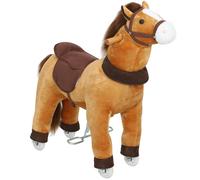 AIYAPLAY Ride On Horse, Plush Walking Horse Toy with Wheels and Saddle for Ages 3-5 Years Old, Dark Brown