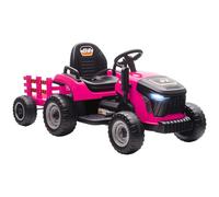 AIYAPLAY Ride on Tractor and Trailer, 12V Electric Ride on Tractor with Remote Control, Music, Shifter, Start-Up Sound, Electric Car for Kids Ages 3-8 Years, Pink