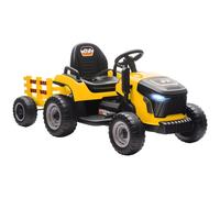 AIYAPLAY Ride on Tractor with Trailer, 12V Electric Vehicle with Remote Control, Ride on Car for Kids with Music, Shifter, Start-Up Sound for Ages 3-8 Years, Yellow Yellow