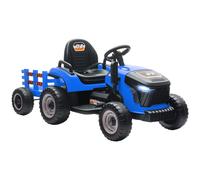 AIYAPLAY Ride on Tractor with Trailer, 12V Electric Vehicle with Remote Control, Ride on Car for Kids with Music, Shifter, Start-Up Sound for Ages 3-8 Years, Blue Blue