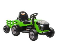 AIYAPLAY Ride on Tractor with Trailer, 12V Electric Vehicle with Remote Control, Ride on Car for Kids with Music, Shifter, Start-Up Sound for Ages 3-8 Years, Green Green