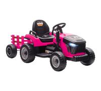 AIYAPLAY Ride on Tractor with Trailer 12V Remote Control Ages 3-8 Pink | Electric Vehicle, Ride on Car for Kids, Music, Shifter, Start-Up Sound