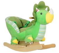 AIYAPLAY Rocking Animal, Dinosaur Themed Rocking Ride on with Animal Sounds, Safety Belt, Wooden Base, Pedal, for Toddlers 18-36 Months, Green Green