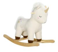 AIYAPLAY Rocking Horse, Kids Ride On Horse with Unicorn Design, Sounds, Plush Ride On Toy for Ages 2-4 Years, White White