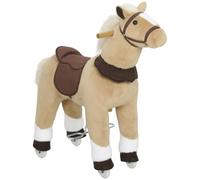 AIYAPLAY Rocking Horse Plush Ride On Horse for Kids 3-5 Years Brown | Ride On Pony Toy, Rolling Wheels, Saddle, Up to 25kg, No Batteries Required