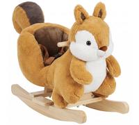 AIYAPLAY Rocking Horse, Stable Plush Ride on Horse Squirrel Design with Animal Sounds, Security Belt for Toddlers 1-3 Y, Brown
