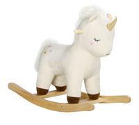 AIYAPLAY Rocking Horse with Unicorn Design, Sounds for Ages 2-4 Years, White - White - 63L x 33W x 56Hcm - Kids Rocking Horse