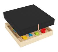 AIYAPLAY Sandbox Cover, Square Sandpit Cover Waterproof Dustproof UV Protection, Sandbox Canopy with Drawstring and Elastic Band for Sandpit, Furniture and Toys, 420D Oxford Fabric, 125 x 125 x 20 cm