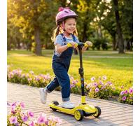 AIYAPLAY Electric Scooter for Kids, 3 Wheel Foldable Kids Scooter for Age 6-10 with 4 Levels Adjustable Height, LED Lights, Up to 6km/h, Maximum Range 8km for Boys and Girls, Yellow