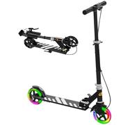 AIYAPLAY Scooter for Ages 3-8 Years, Folding Kick Scooter with Adjustable Handle, Two Light Up Wheels, Handbrake, Rear Brake, Black