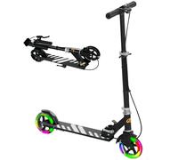 AIYAPLAY Scooter for Ages 3-8 Years, Folding Kick Scooter with Adjustable Handle, Two Light Up Wheels, Handbrake, Rear Brake, Black