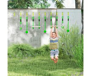 Aiyaplay Seven-Piece Kids Zip Line Kit For Garden, 10M Length