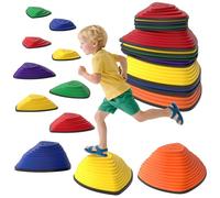 AIYAPLAY Stepping Stones for Kids, 11 Pieces Balance Stones with Non-Slip Wrapping Strips, Outdoor Indoor Stackable Sensory Toys Obstacle Course for Balance and Motor Skills