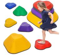 AIYAPLAY Stepping Stones Kids, 6 Piece Balance Stepping Stones for Kids, Heart-Shaped Non-Slip Stackable Sensory Toys for Balance and Motor Skills, Indoor Outdoor Obstacle Courses
