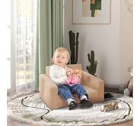 AIYAPLAY Toddler Sofa, Kids Sofa Bed, 2 in 1 Recliner Foldable Kids Armchair with Washable Cushion, Cover, for 1.5-3 Years Old, One Seater, Khaki Khaki