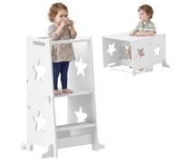 AIYAPLAY Toddler Step Stool 2 in 1 Toddler Step Safety Rail KitchenWhite