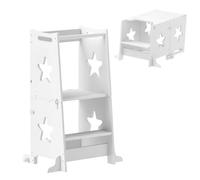 AIYAPLAY Toddler Step Stool, Standing Tower, 2 in 1 Toddler Step with Safety Rail, for Kitchen, Bathroom, Counter, White