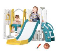 AIYAPLAY Toddler Swing and Slide Set 6 in 1 Kids Climber Swing Set Yellow