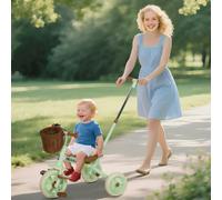 AIYAPLAY Toddler Trike with Adjustable Parent Handle Basket for Kids - 93.5L x 47W x 96H cm