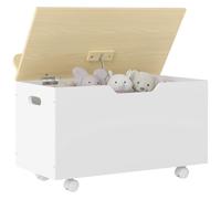 AIYAPLAY Toy Box with Lid, Toy Chest with Wheels and Safety Hinges for Kids, Toddler Storage Organiser for Playroom, Bedroom, Living Room, White