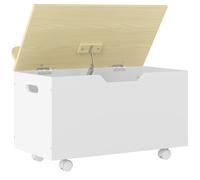 AIYAPLAY Toy Box with Lid, Toy Chest with Wheels and Safety Hinges, Toddler Storage Organiser for Playroom, Bedroom, White