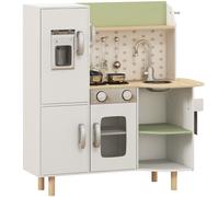 AIYAPLAY Toy Kitchen, Kids Play Kitchen Role Playing Game with Phone, Ice Maker, Stove, Sink, Utensils, for 3-6 Years, White Aosom UK