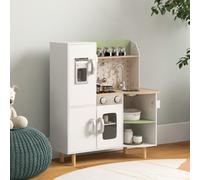 AIYAPLAY Toy Kitchen, Kids Play Kitchen with Phone, Ice Maker, Stove in White AIYAPLAY White