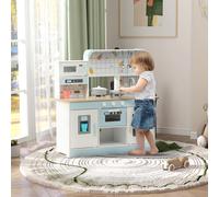AIYAPLAY Toy Kitchen, Pretend Role Play Kitchen with Hob, Sound, Light, Coffee Machine, Ice Maker, Microwave, Oven, Storage Space, for Boys and Girls, Ages 3 Years