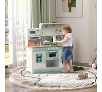 AIYAPLAY Toy Kitchen, Pretend Role Play Kitchen with Hob, Sound, Light, Coffee Machine, Ice Maker, Microwave, Oven, Storage Space, for Boys and Girls, Ages 3 Years