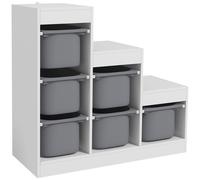 AIYAPLAY Toy Storage Organiser, Three-Layer Kids Toy Storage Units, with Removable Bins, for Ages 3-8 Years, Grey