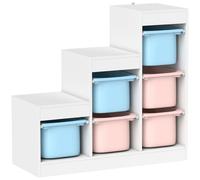 AIYAPLAY Toy Storage Organiser, Three-Layer Kids Toy Storage Units, with Removable Bins, for Ages 3-8 Years, Multi-colour