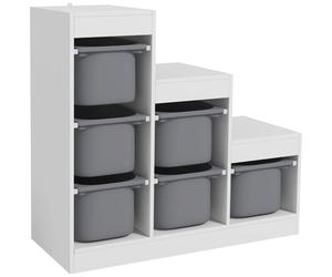 AIYAPLAY Toy Storage Organiser, Three-Layer Kids Toy Storage Units, with Removable Bins, for Ages 3-8 Years, Grey