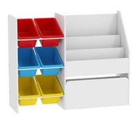 AIYAPLAY Toy Storage Unit, 3-Tier Toy Organiser Shelf with 6 Removable Storage Bins for Bedroom, Nursery, Multicolour