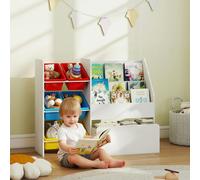 Aiyaplay Toy Storage Unit, Childrens Bookcase With 6 Bins, Multicolour