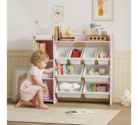 AIYAPLAY Toy Storage Unit with 8 Removable Bins, Storage Shelves, Cabinet, for Playroom in Pink AIYAPLAY Pink