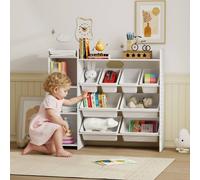 AIYAPLAY Toy Storage Unit with 8 Removable Bins, Storage Shelves, Cabinet in White AIYAPLAY White