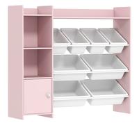 AIYAPLAY Toy Storage Unit with 8 Removable Bins, Storage Shelves, Cabinet, Pink